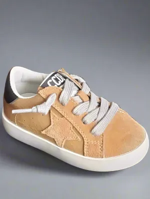 Tan Suede Leather Star Sneakers