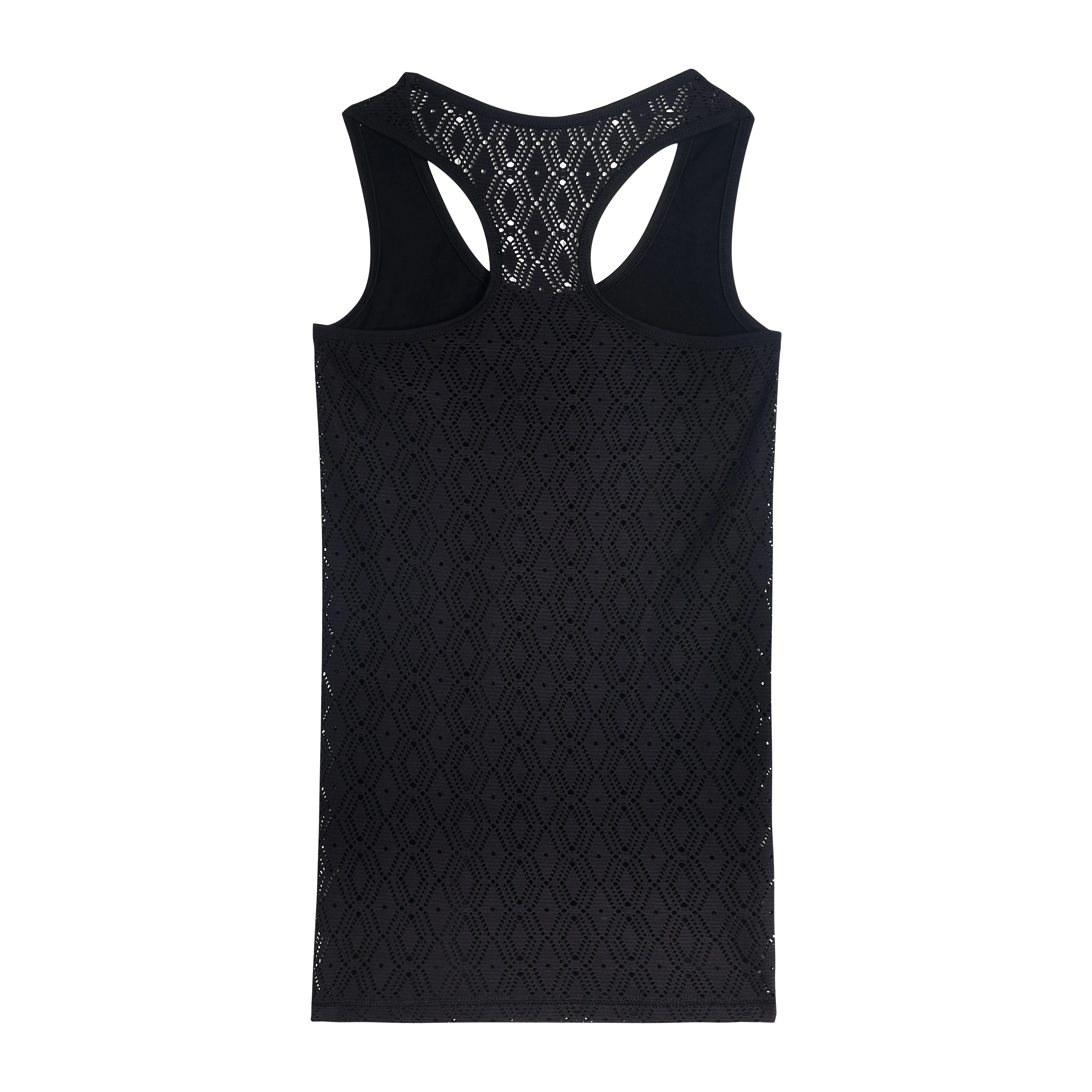 Tank Top " Julia" in solid black and soft lace