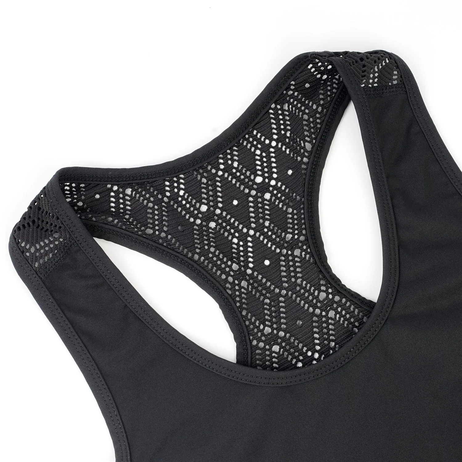 Tank Top " Julia" in solid black and soft lace