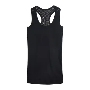 Tank Top " Julia" in solid black and soft lace