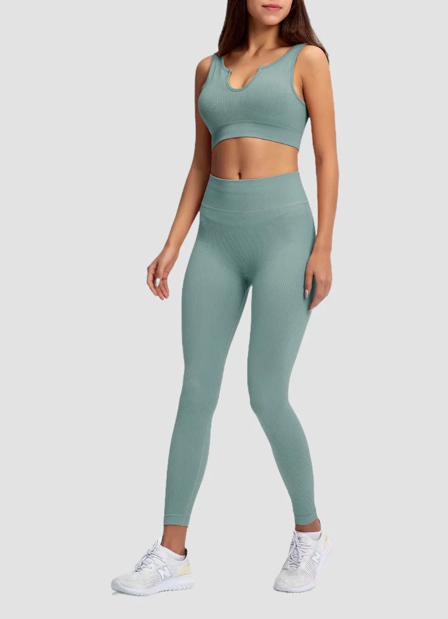 TEAL SET (Leggings   Vest) Ribbed Collection