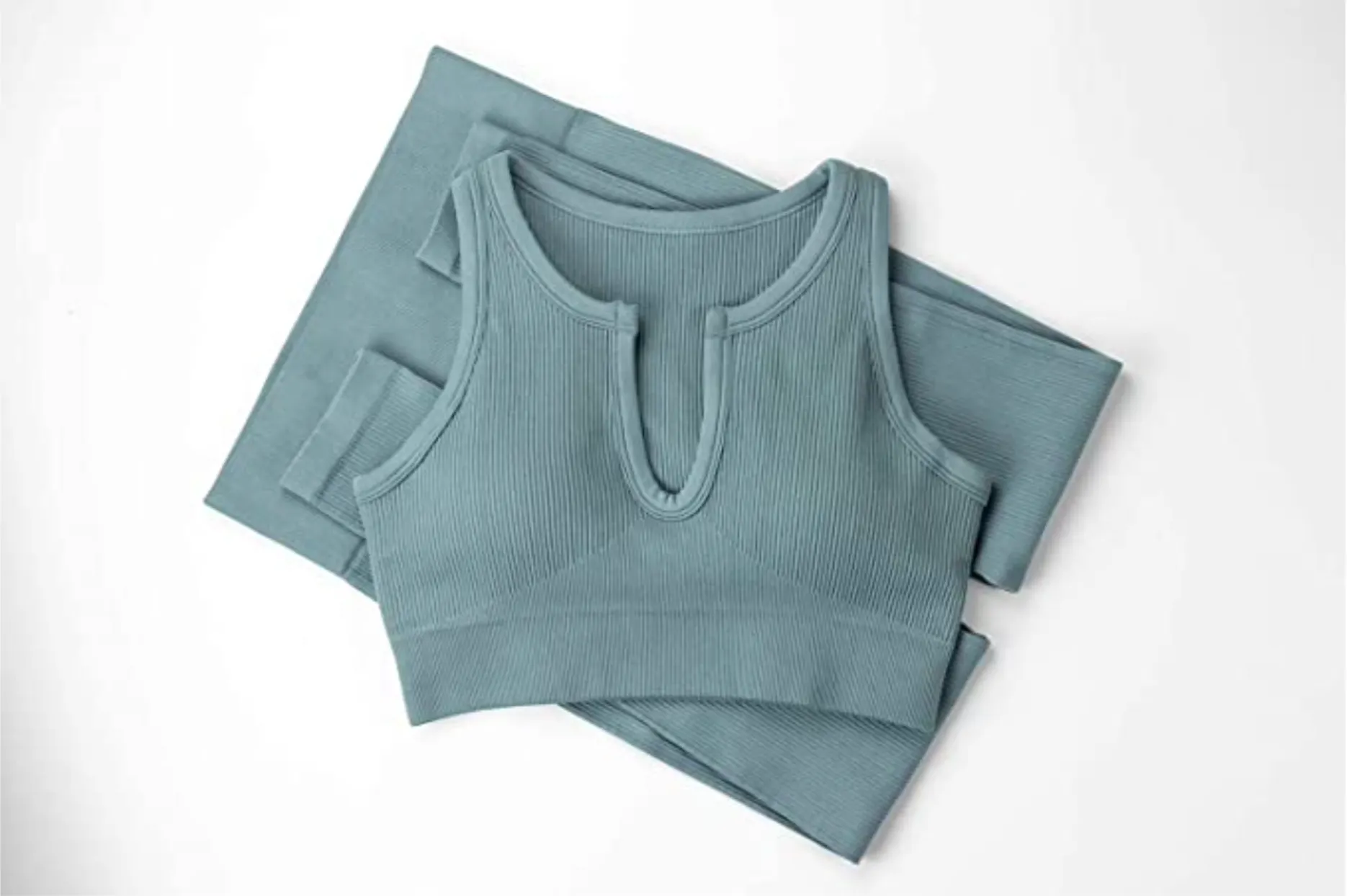 TEAL SET (Leggings   Vest) Ribbed Collection