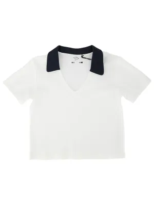 The Upside Jacobs V-Neck Collared Polo in White