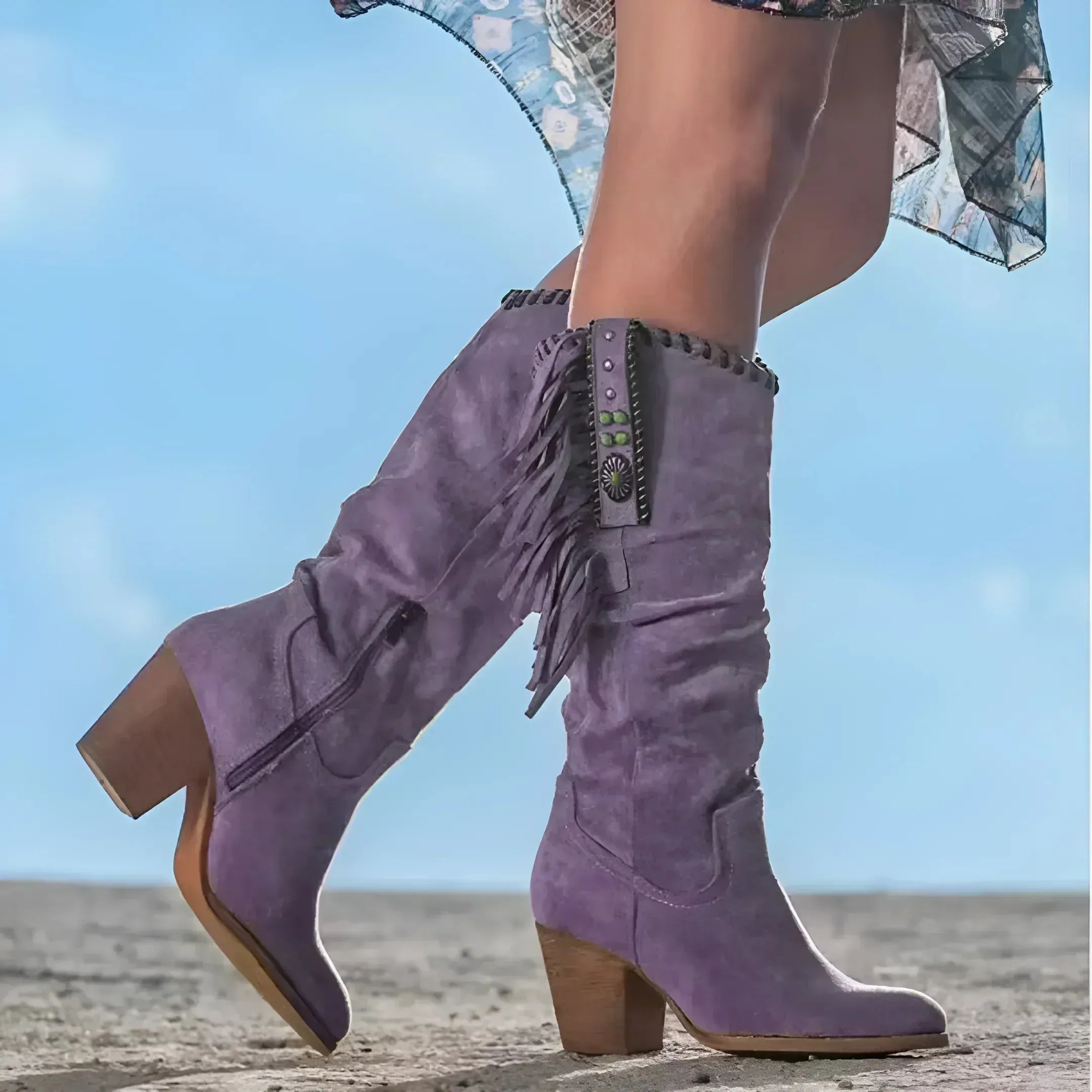 Thea™ | Western-inspired Fringed Boots