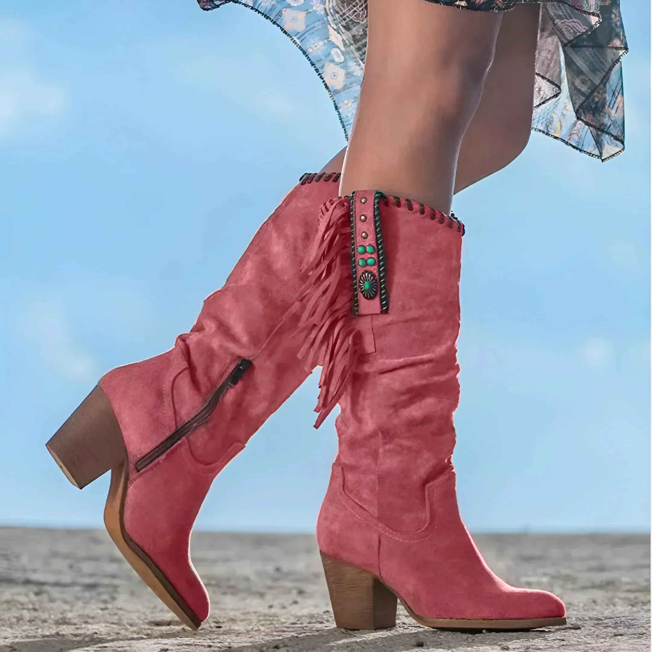 Thea™ | Western-inspired Fringed Boots