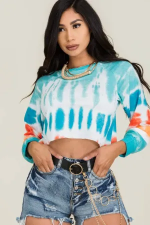 Tie Dye Blue Sherbet Cutie Crop Top