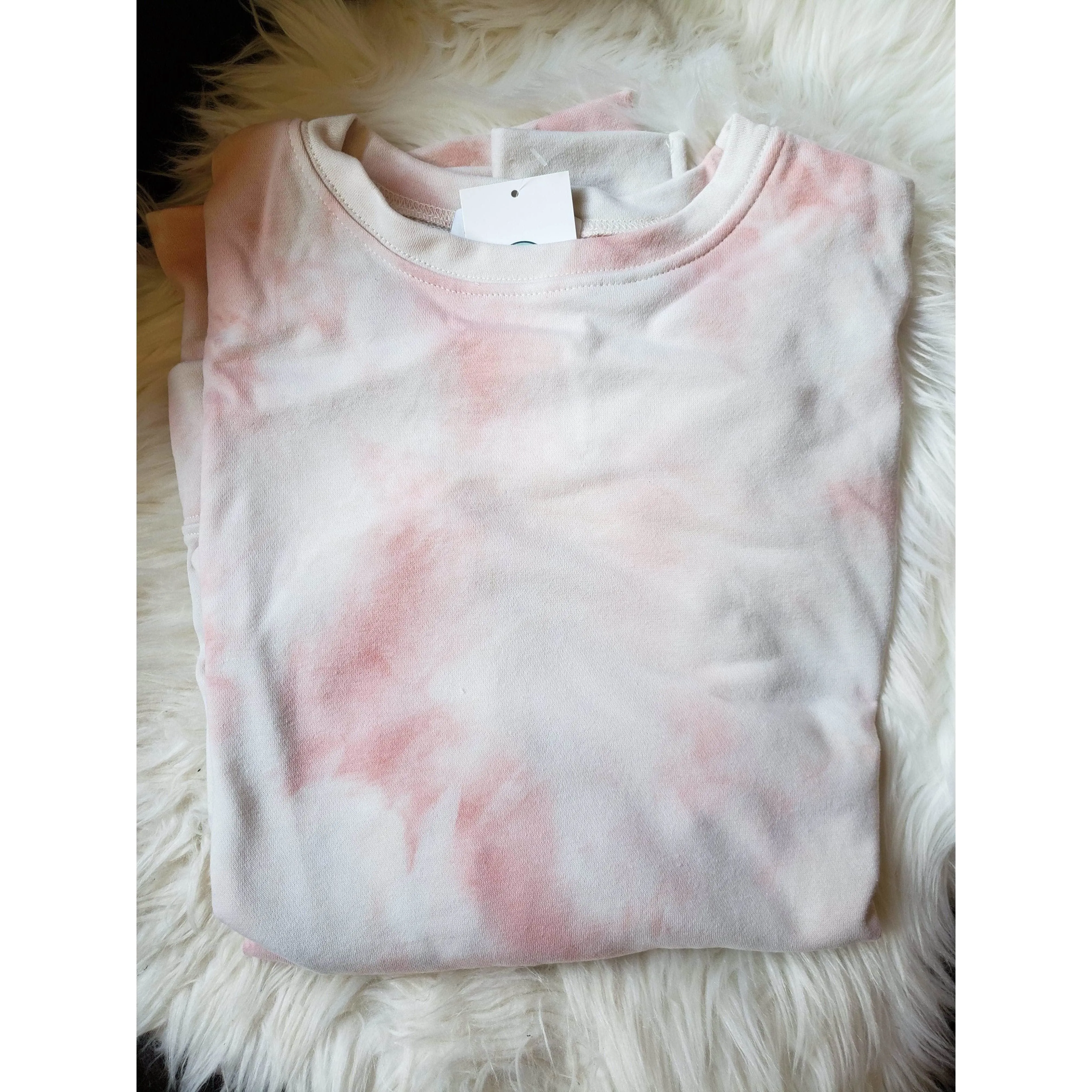 Tie Dye Cotton Sweatshirt - Peach/Cream