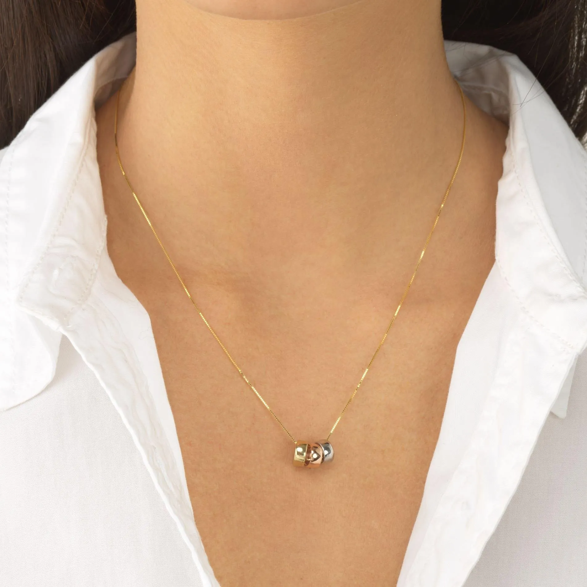 Trio Ring Necklace 14K
