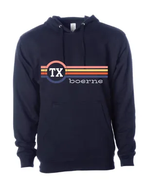 Two Letter Striped - Customized - Unisex Hooded Pullover: Navy / Large
