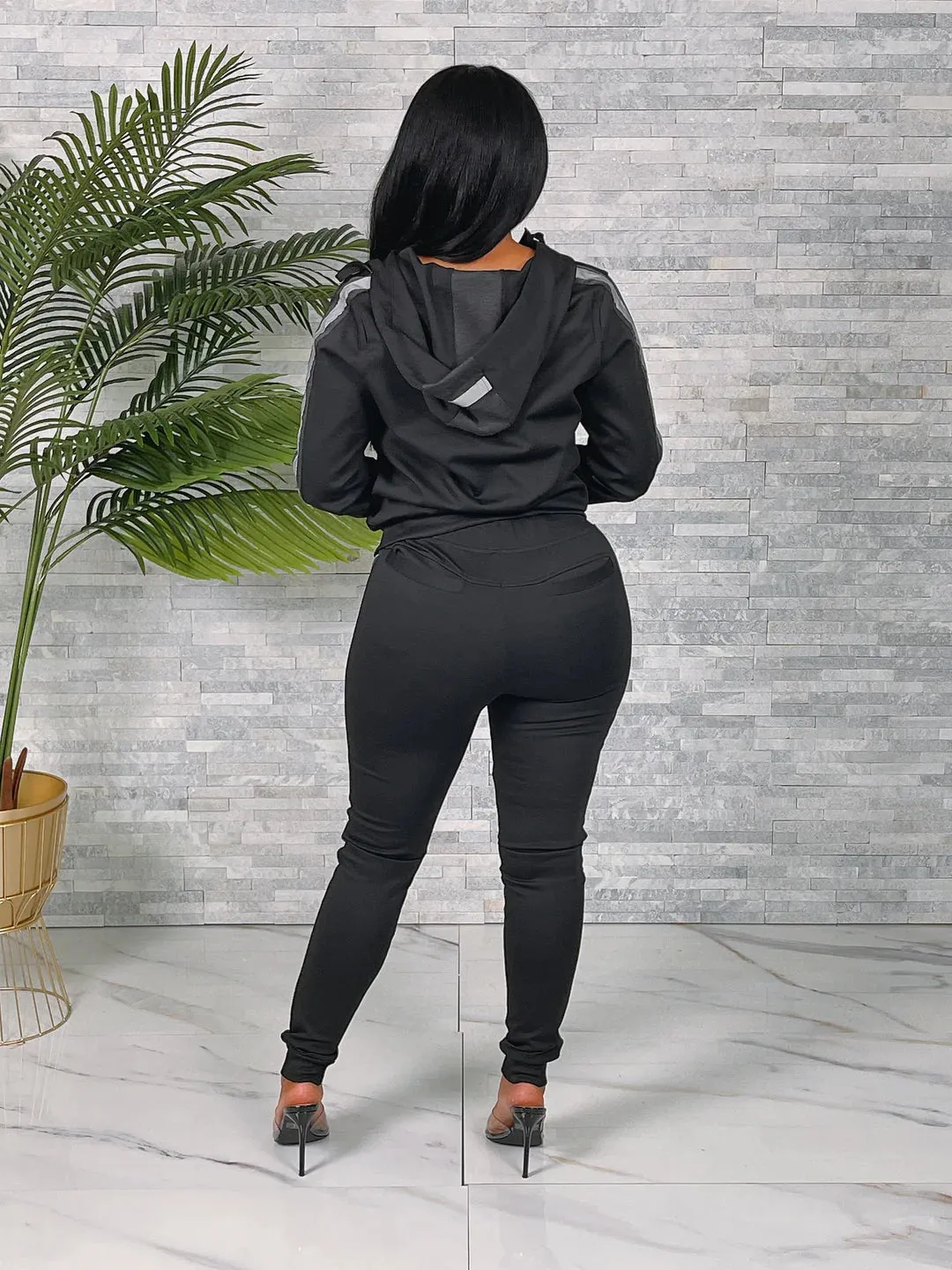 TWO PIECE JACKET & TAPERED LEG JOGGER SET ( PLUS SIZES)