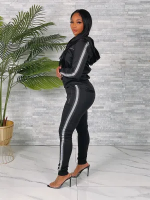 TWO PIECE JACKET & TAPERED LEG JOGGER SET ( PLUS SIZES)