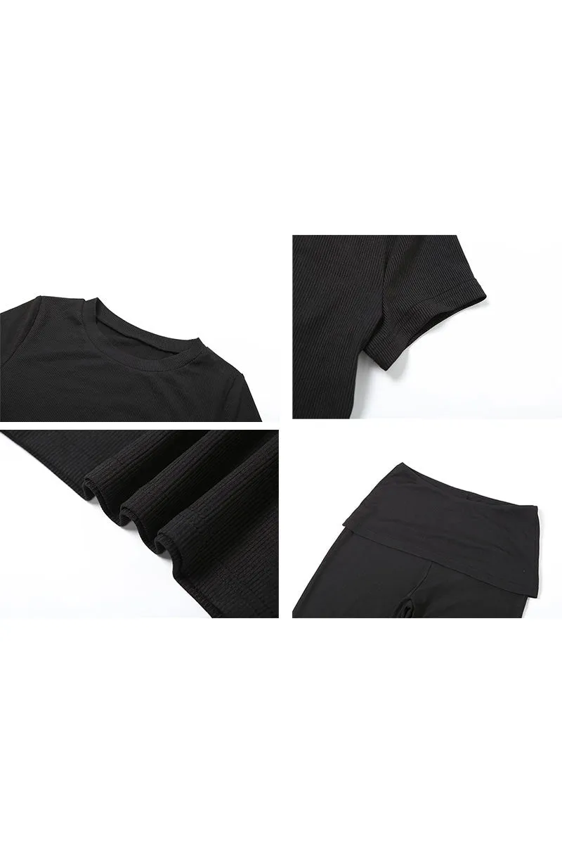 UM0264 Crop Tee and Pants Set