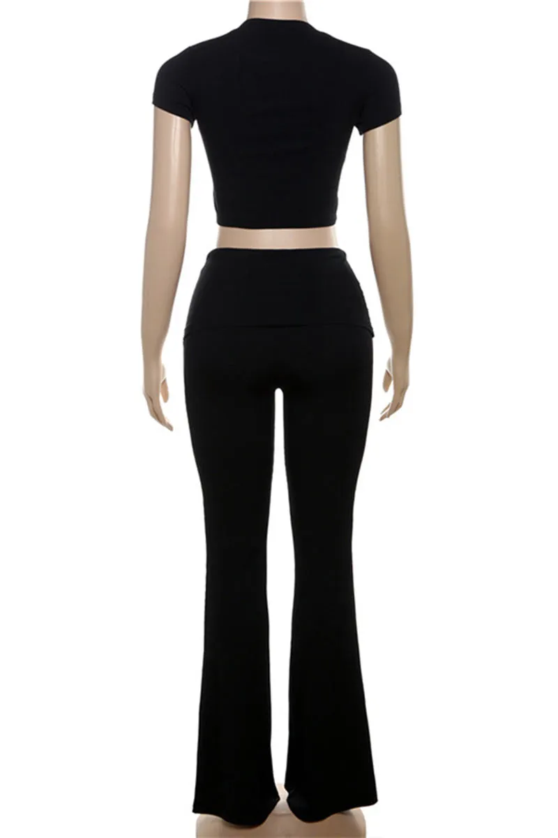 UM0264 Crop Tee and Pants Set