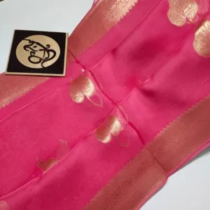 Unique Ruby Pink Banarasi Soft SIlk Zari Saree