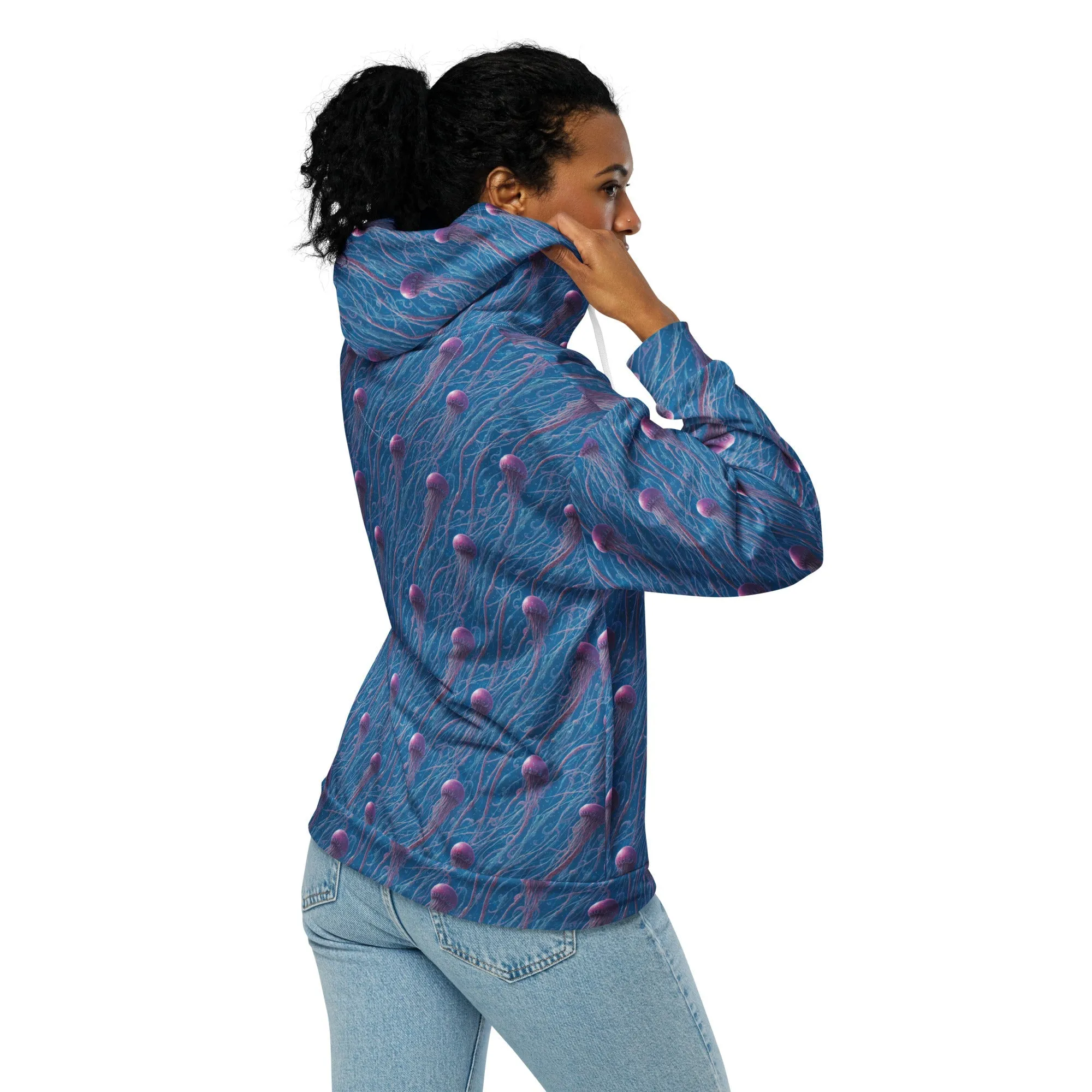 Unisex Comfort Zip Hoodie - Blue and Violet Jellyfishes