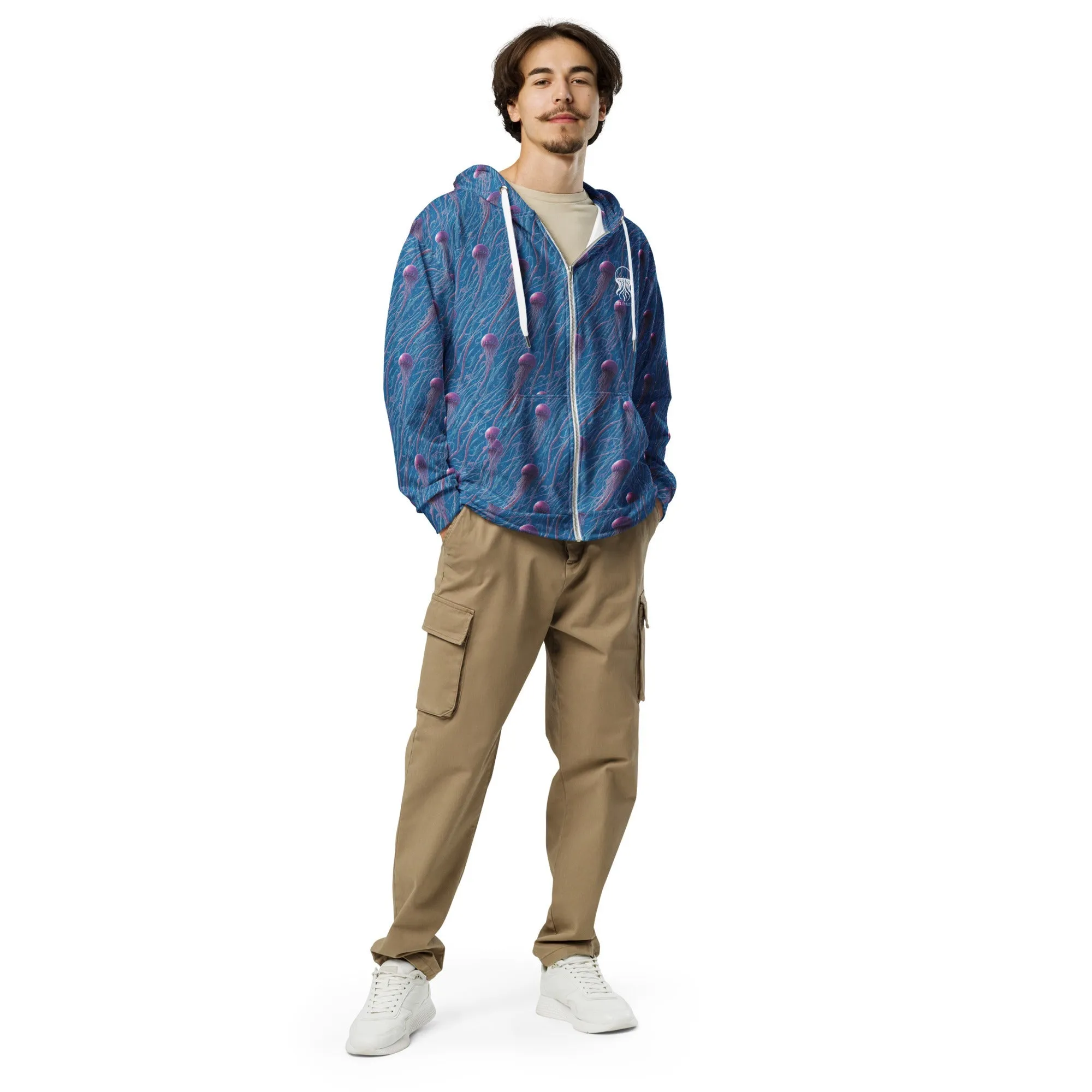 Unisex Comfort Zip Hoodie - Blue and Violet Jellyfishes
