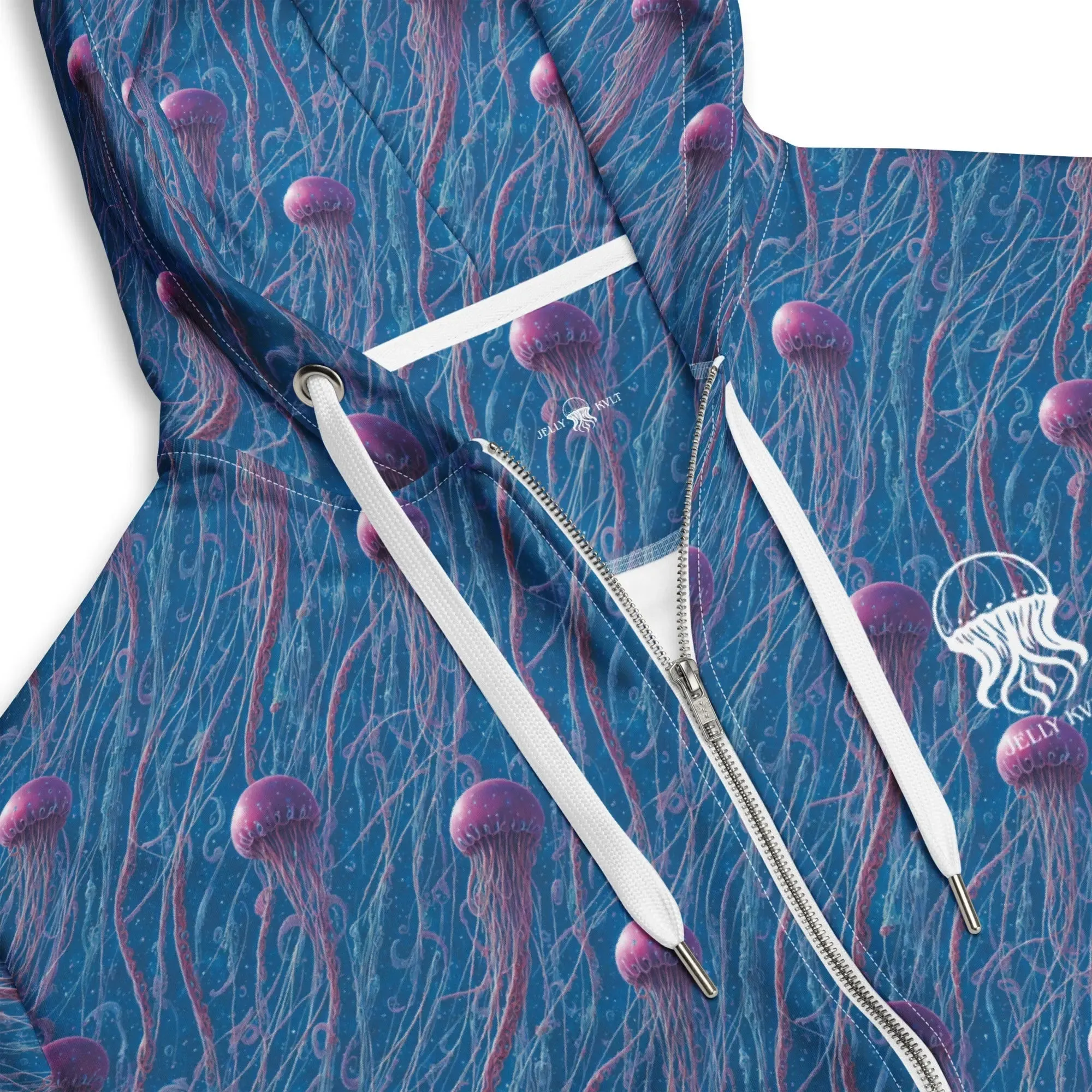 Unisex Comfort Zip Hoodie - Blue and Violet Jellyfishes