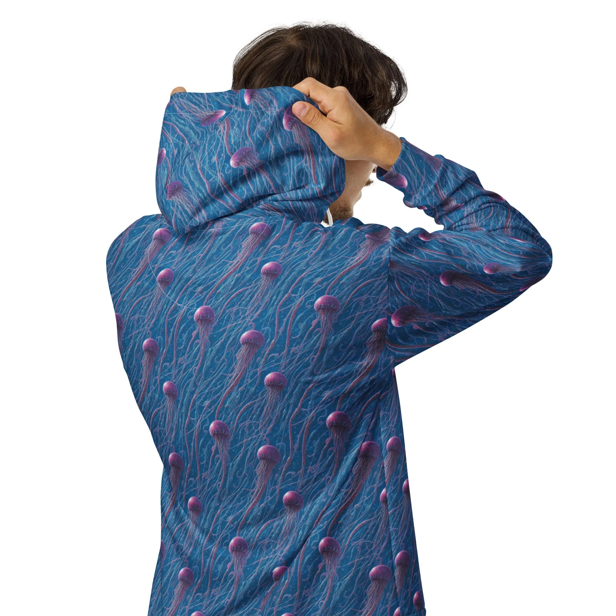 Unisex Comfort Zip Hoodie - Blue and Violet Jellyfishes