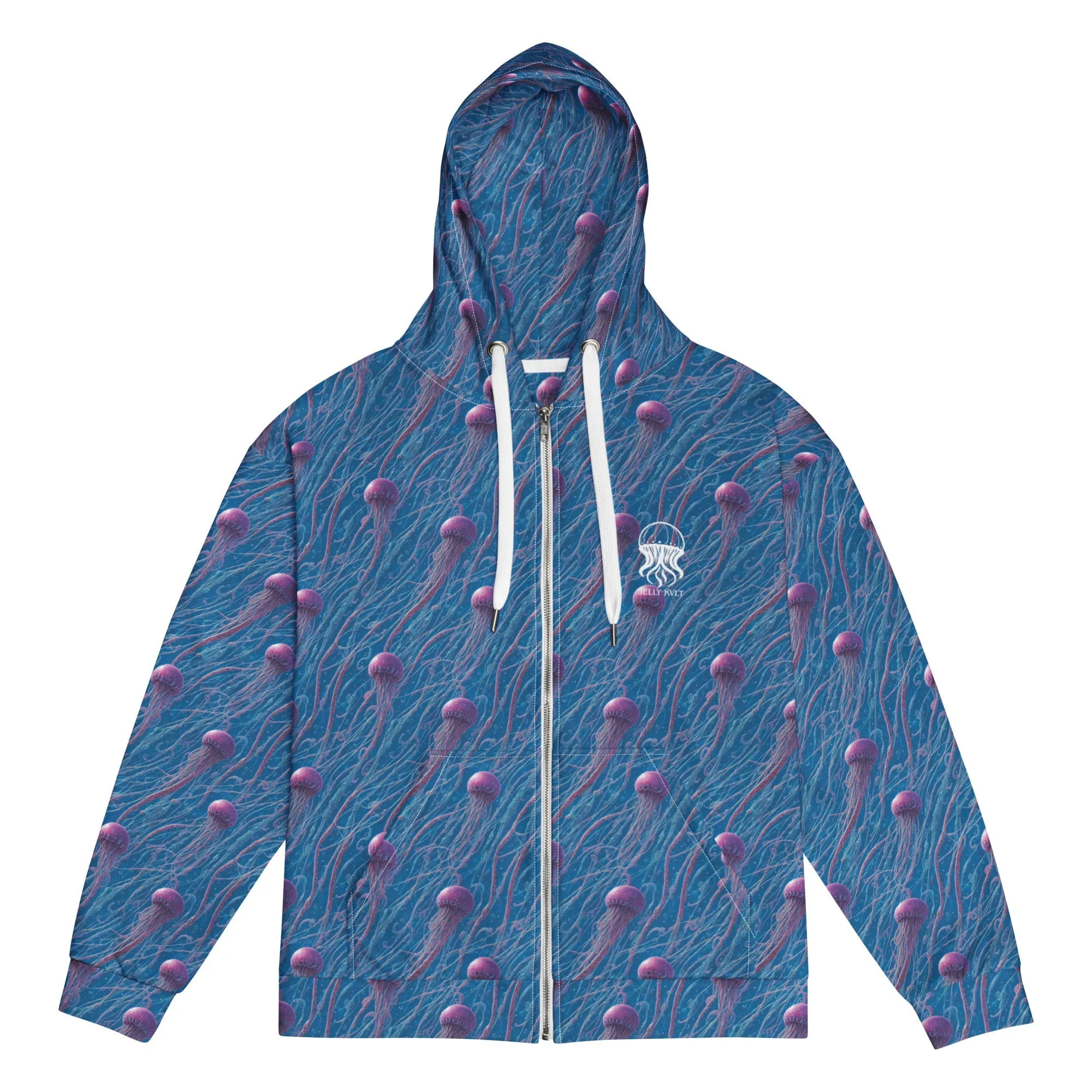 Unisex Comfort Zip Hoodie - Blue and Violet Jellyfishes