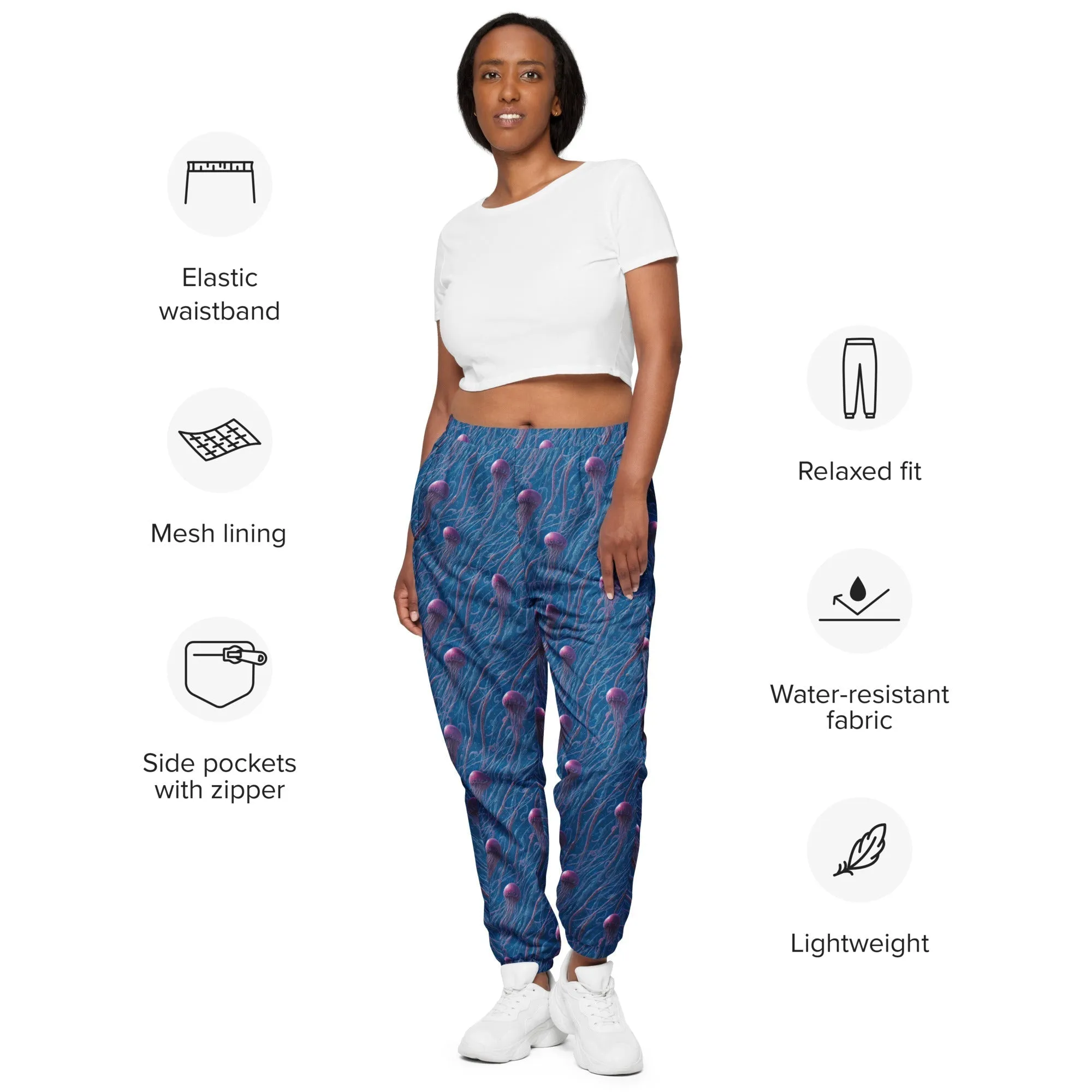 Unisex Track Pants - Blue and Violet Jellyfishes
