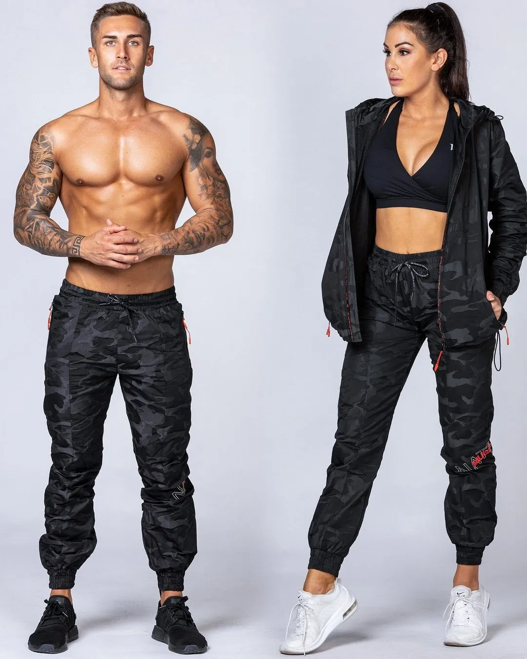 Unisex Tracksuit Pants - Black Camo