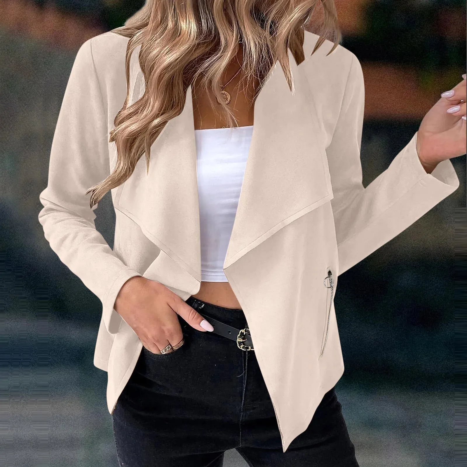 Vintage Beige Brown Suede Jacket - Women's Slim Cardigan