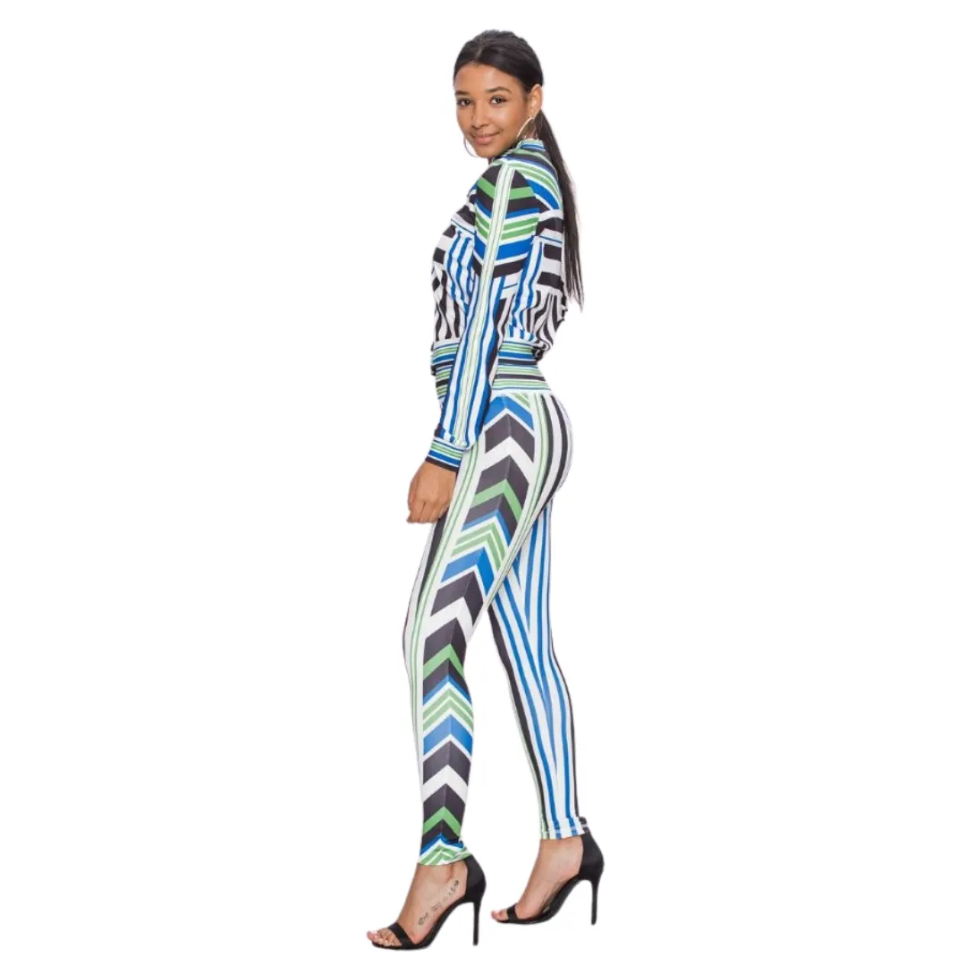 Vintage Stripe Track Suit - Cream