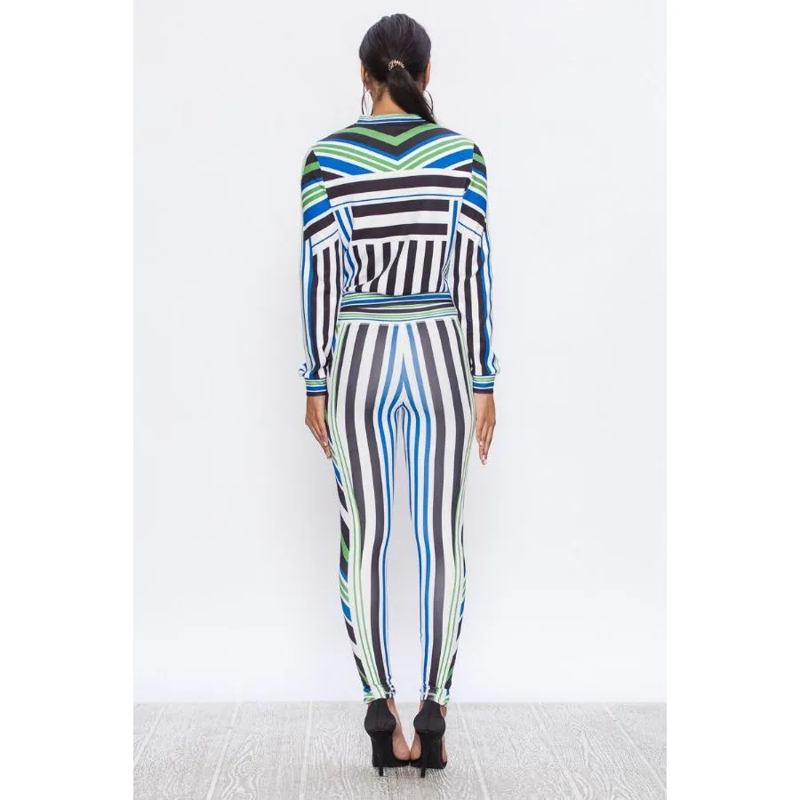 Vintage Stripe Track Suit - Cream