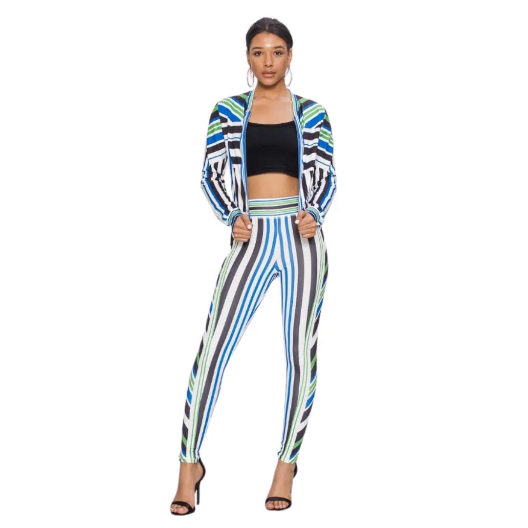 Vintage Stripe Track Suit - Cream