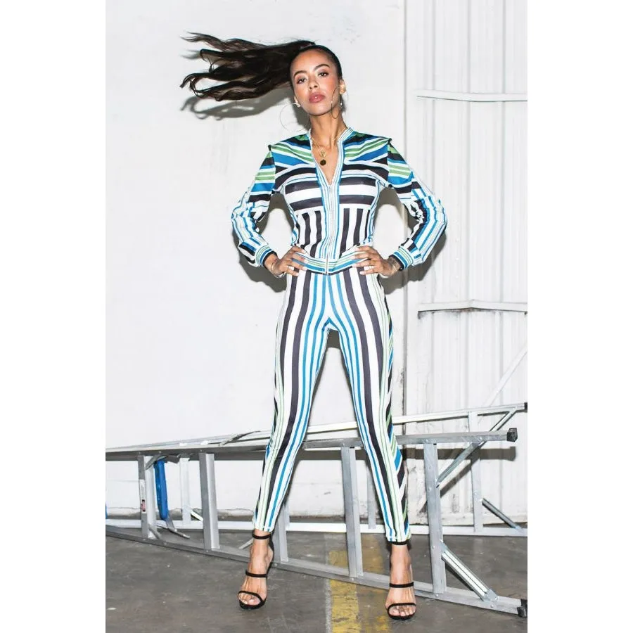 Vintage Stripe Track Suit - Cream