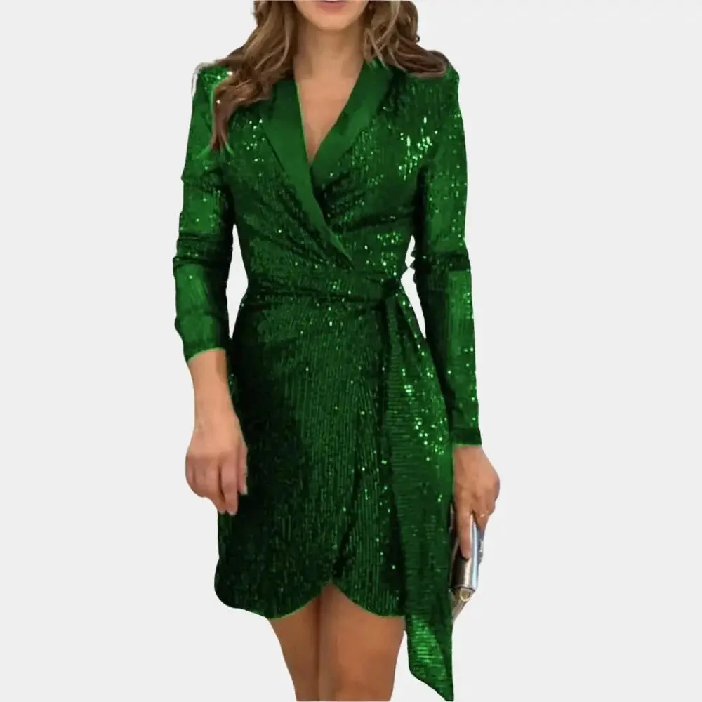 Viviette - Chic Belted Look Woman's Blazer Dress