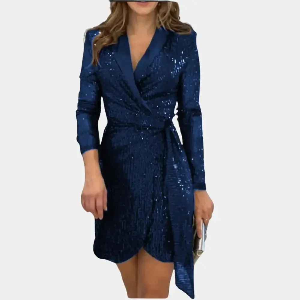 Viviette - Chic Belted Look Woman's Blazer Dress