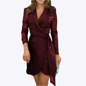 Viviette - Chic Belted Look Woman's Blazer Dress