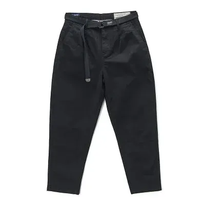 Washed 100% Cotton Woven Tapered Cargo Pants - Men's Fashion Casual Loose Straight Trousers with Belt