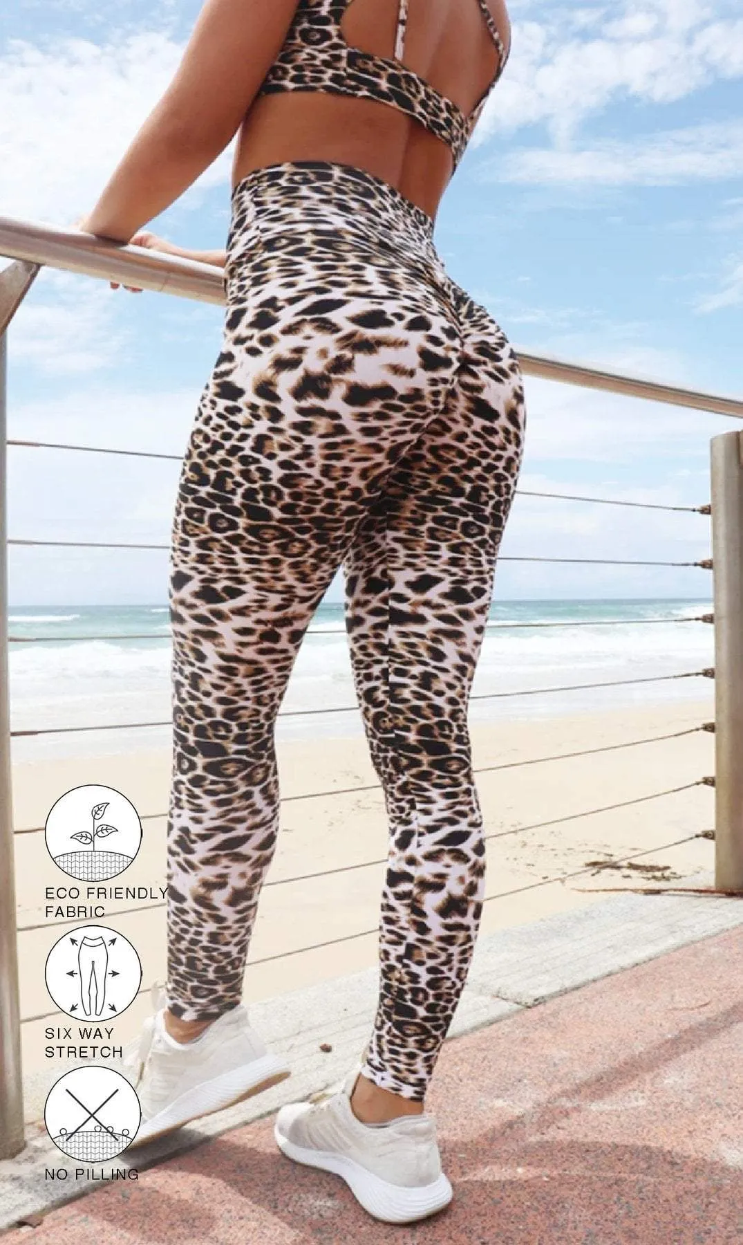 White Cheetah Scrunch Bum Leggings