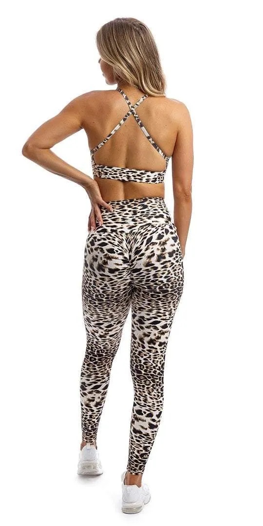 White Cheetah Scrunch Bum Leggings
