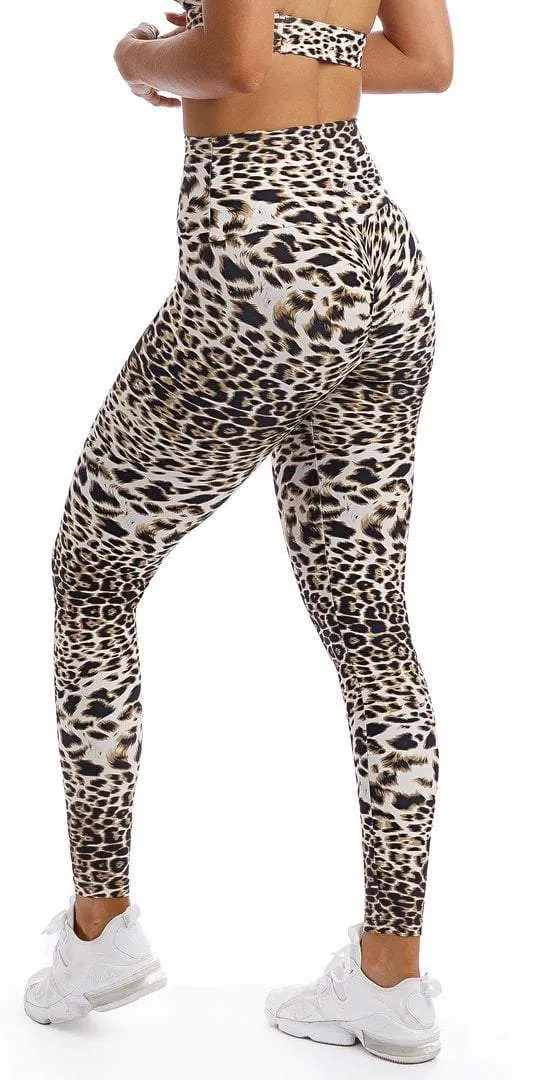 White Cheetah Scrunch Bum Leggings