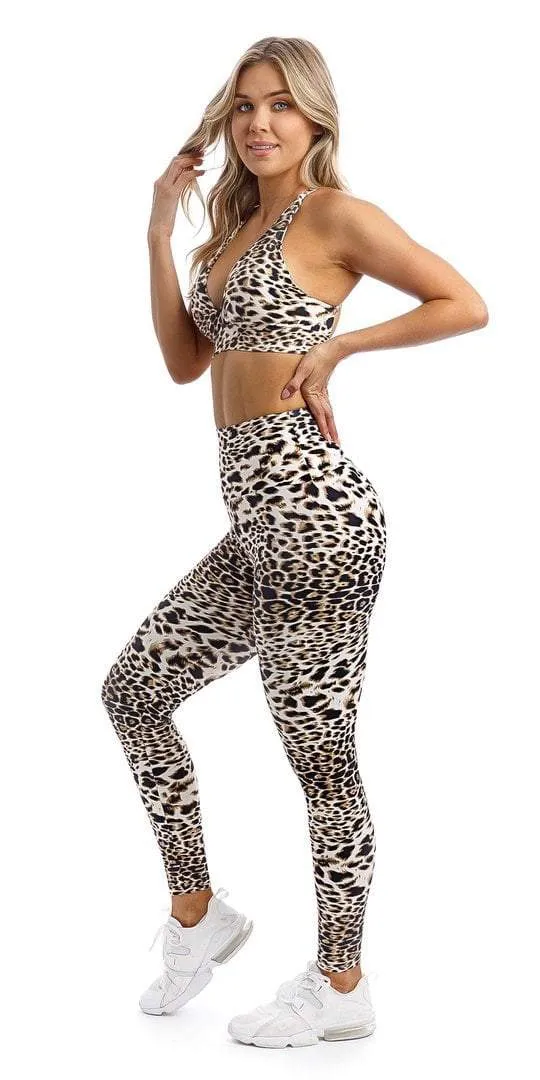 White Cheetah Scrunch Bum Leggings