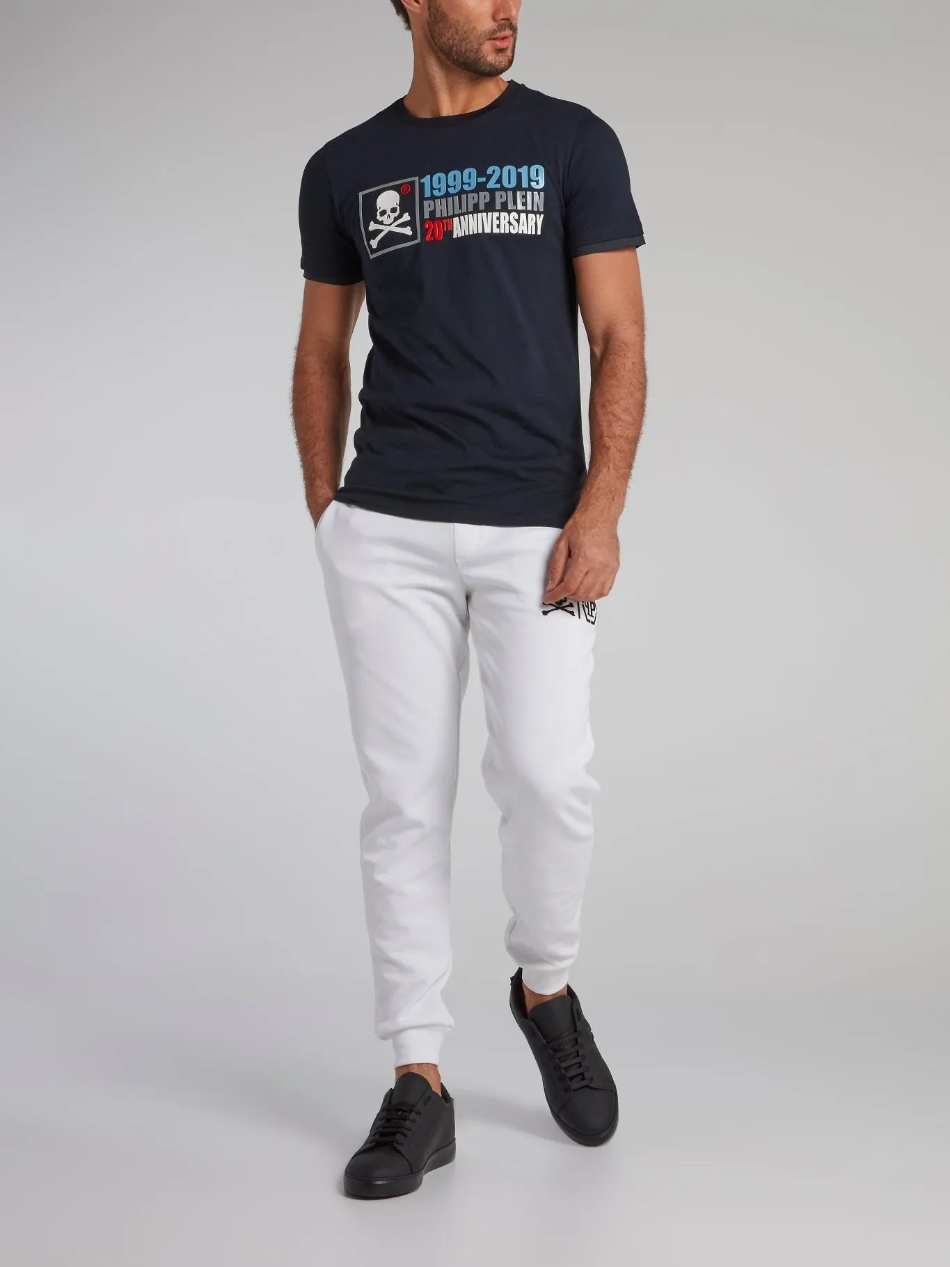 White Monogram Skull Jogging Trousers