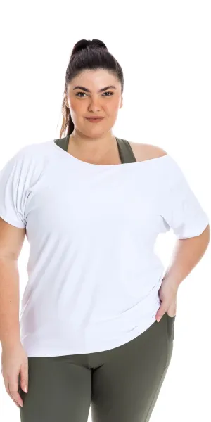 White Off The Shoulder Short Sleeve Tee