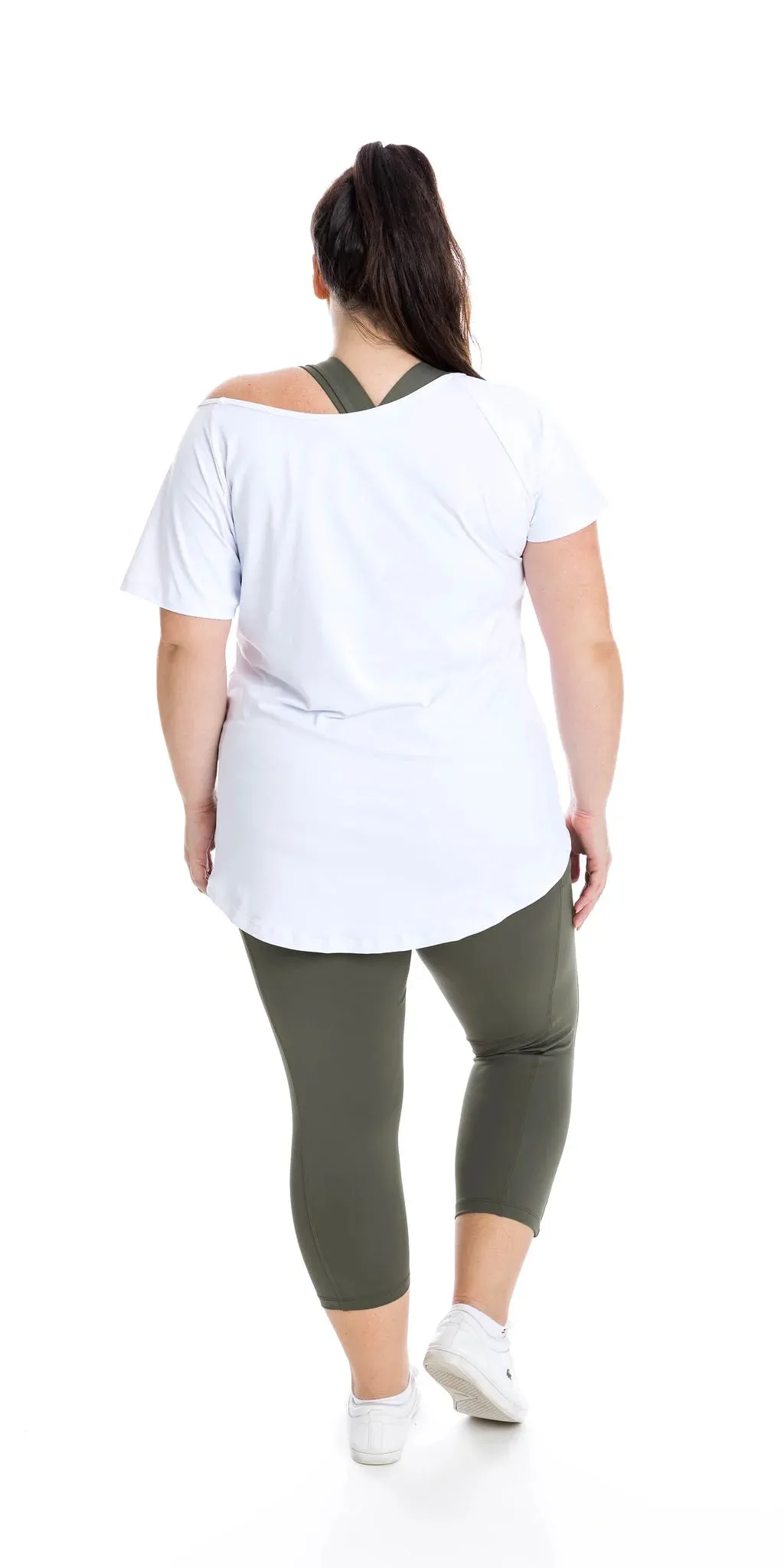 White Off The Shoulder Short Sleeve Tee