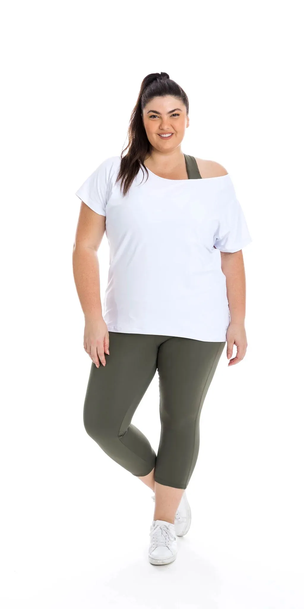 White Off The Shoulder Short Sleeve Tee