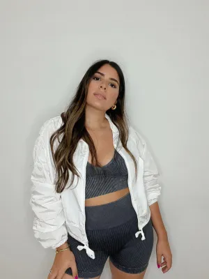 WHITE WINDBREAKER JACKET
