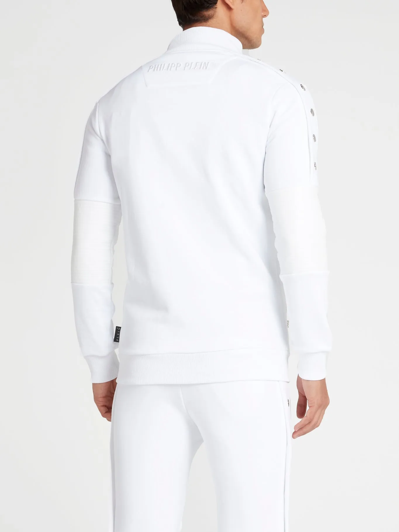 White Zip-Up Track Jacket