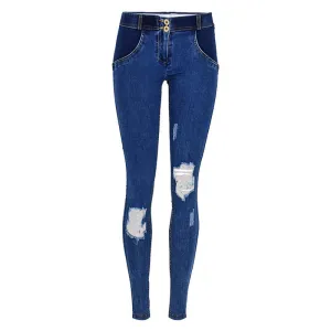 Women Exercise Yoga Pants Low Waisted Jeans Elasticity Skinny Pants