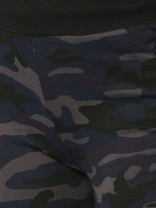 Women Navy Blue Camo Printed Track Pants & Joggers - ZIP TRACK-PRINT CAMO-NY