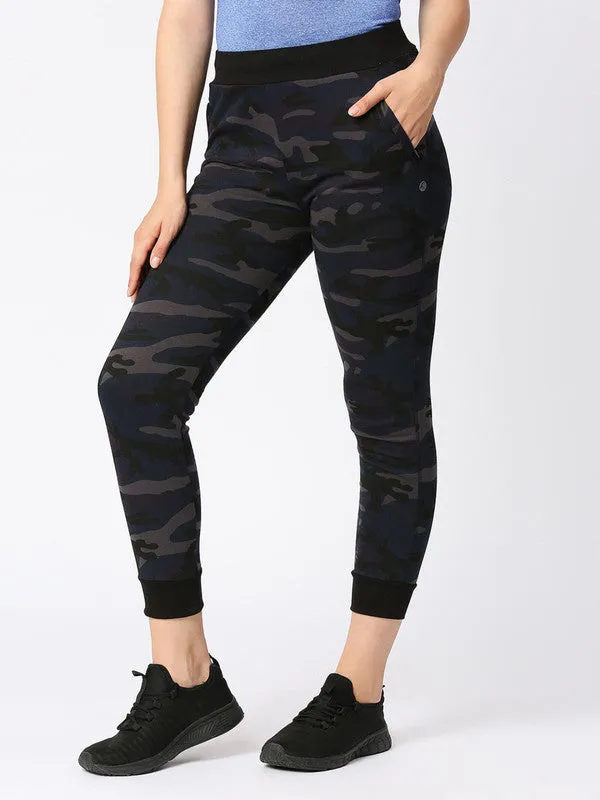 Women Navy Blue Camo Printed Track Pants & Joggers - ZIP TRACK-PRINT CAMO-NY