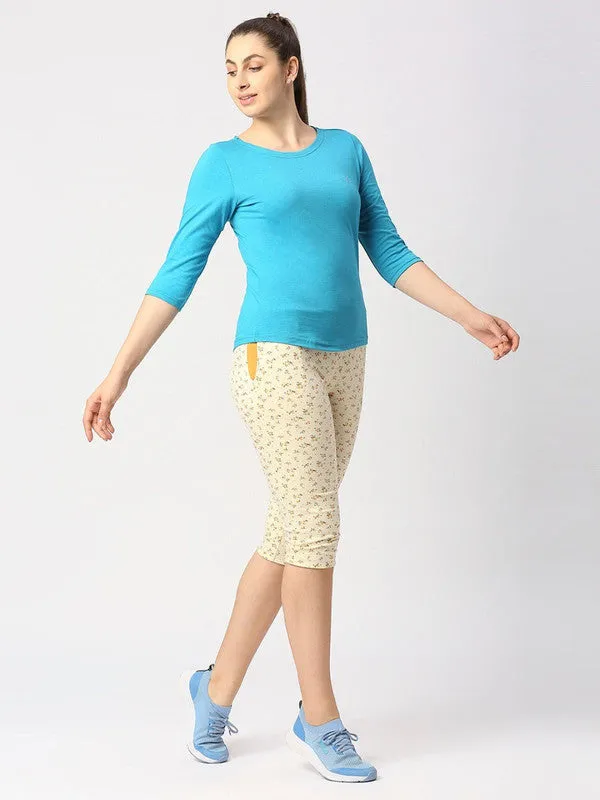 Women Sea Green Melange Solid T-Shirt - Duvet Tee-SG-ML