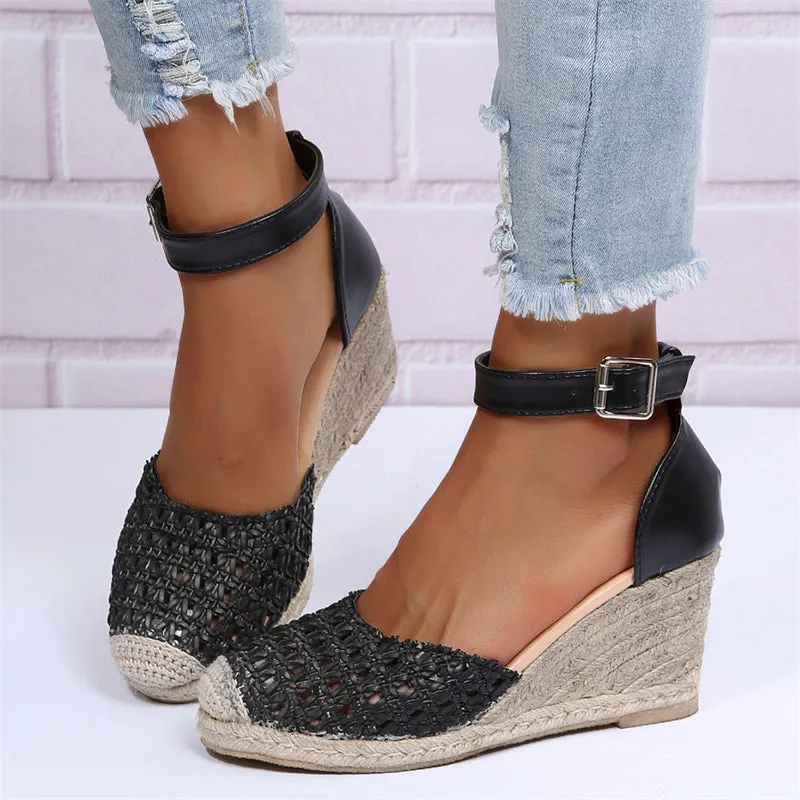 Women's Elegant Woven Rope Wedge Heels Sandals