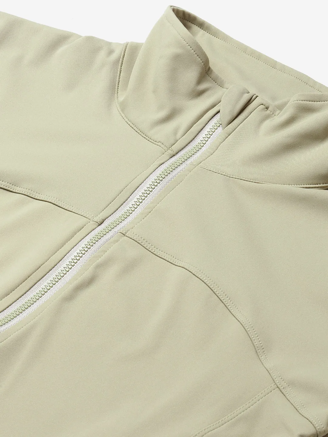 Women's Green Solid Front-Open Active Jacket
